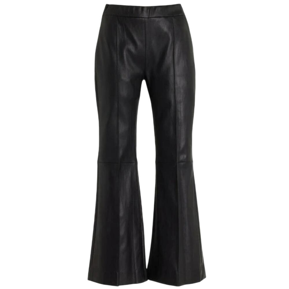 Rosetta Getty Pintuck Flare Leather Pants size US 2 Black Pull-On